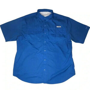 Columbia PFG Cobalt Blue Vented Button Up Performance Shirt Size XXL